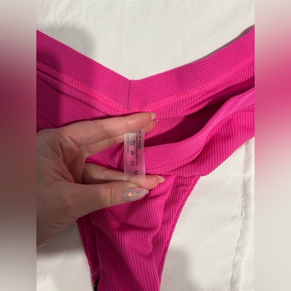 Hot Pink Ribbed Bikini Bottom - Picture 2 of 2